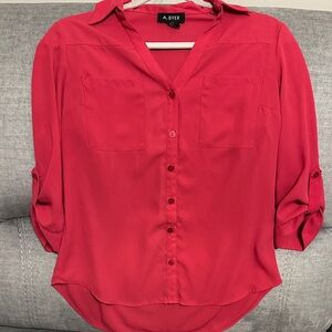 A. Byer Women's Vibrant Red Button-Down Shirt